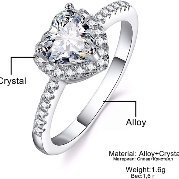 ELEGANT HEART SILVER RING - Picture 4 of 9